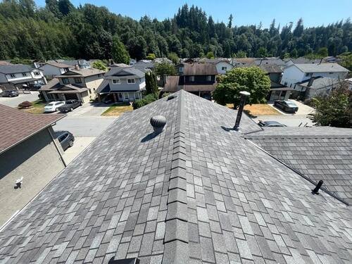 Full Roof Replacement — Final aerial pass over the completed home.